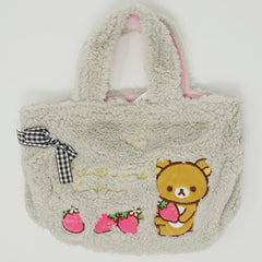 2014 Fuzzy Grey Prize Tote Bag - Strawberry Rilakkuma